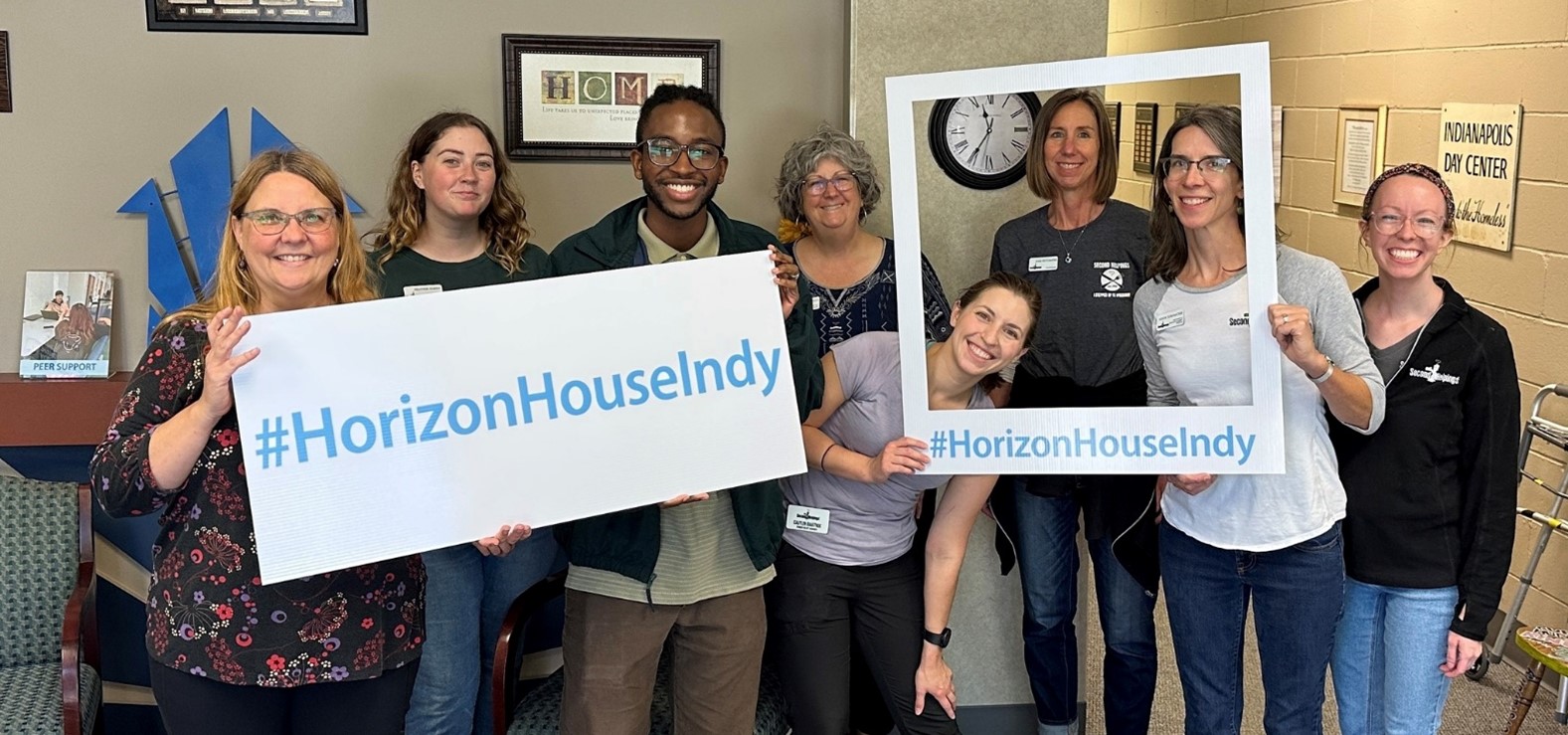 Second Helpings staff taking a group photo after volunteering at Horizon House